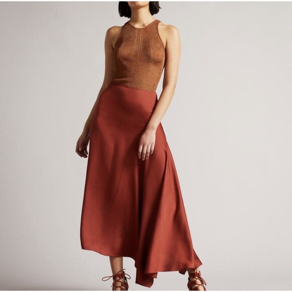 Ted Baker London Terra Midaxi Skirt Size 1 US 4 Brown...